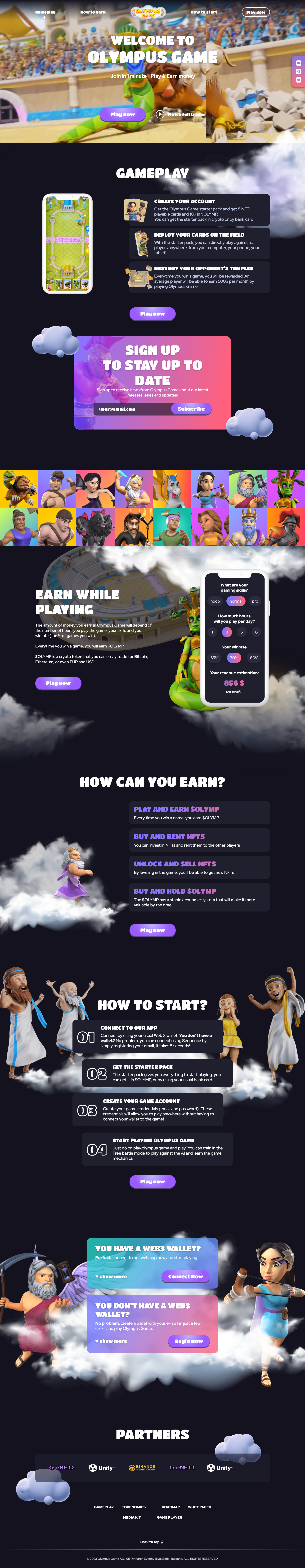 Olympus Game - project homepage screenshot