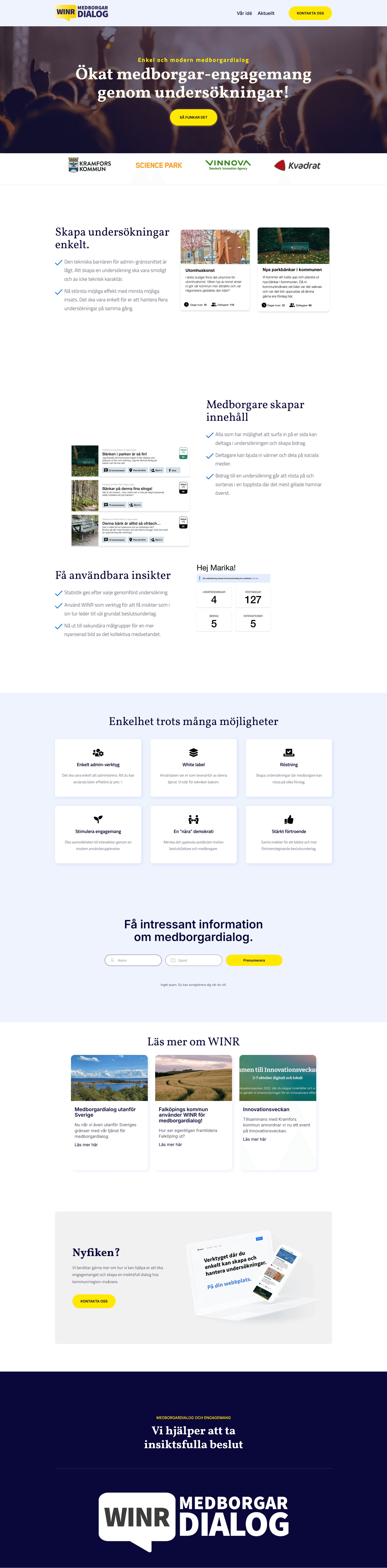 Winr - project homepage screenshot